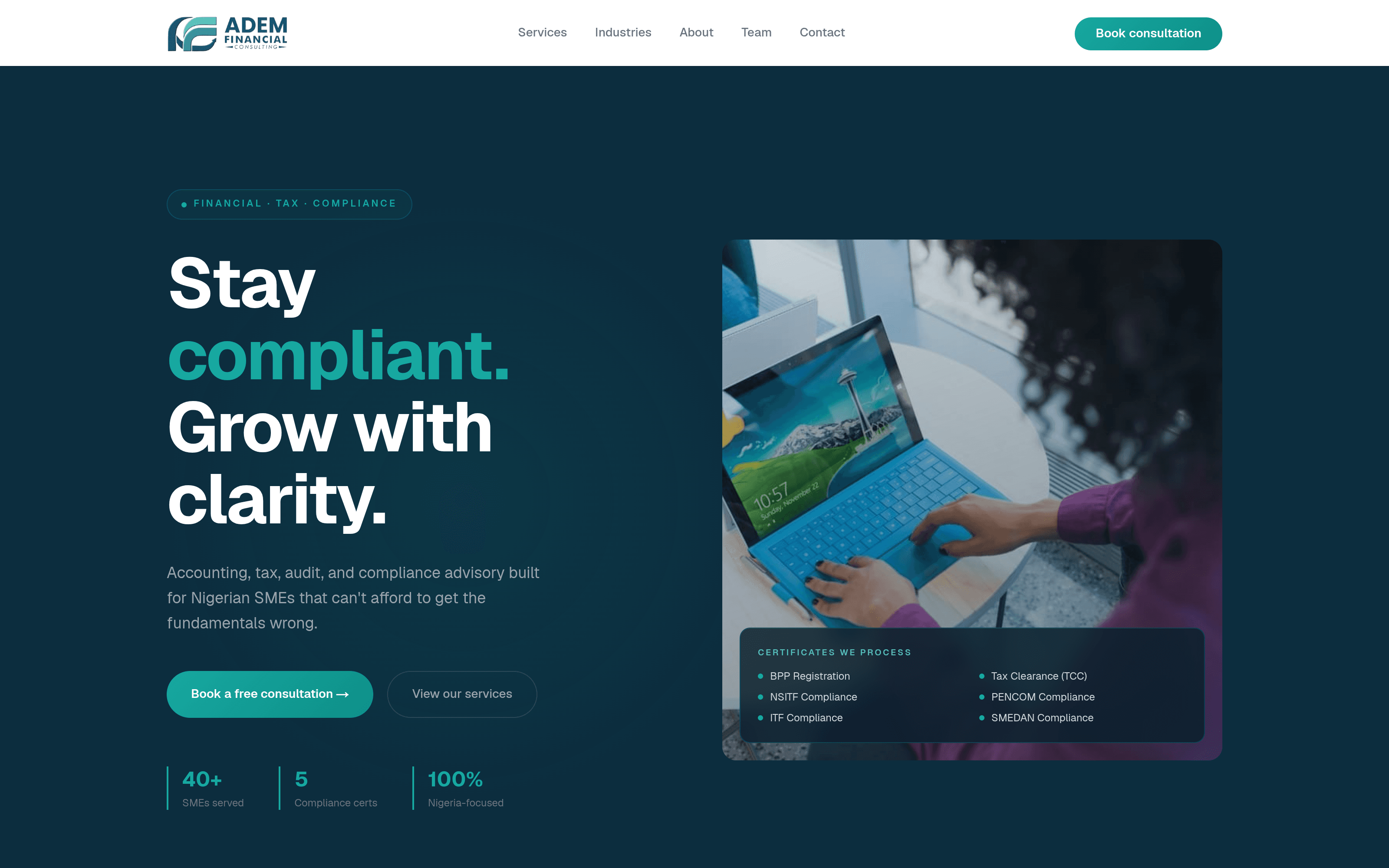 Screenshot of ADEM Financial Consulting