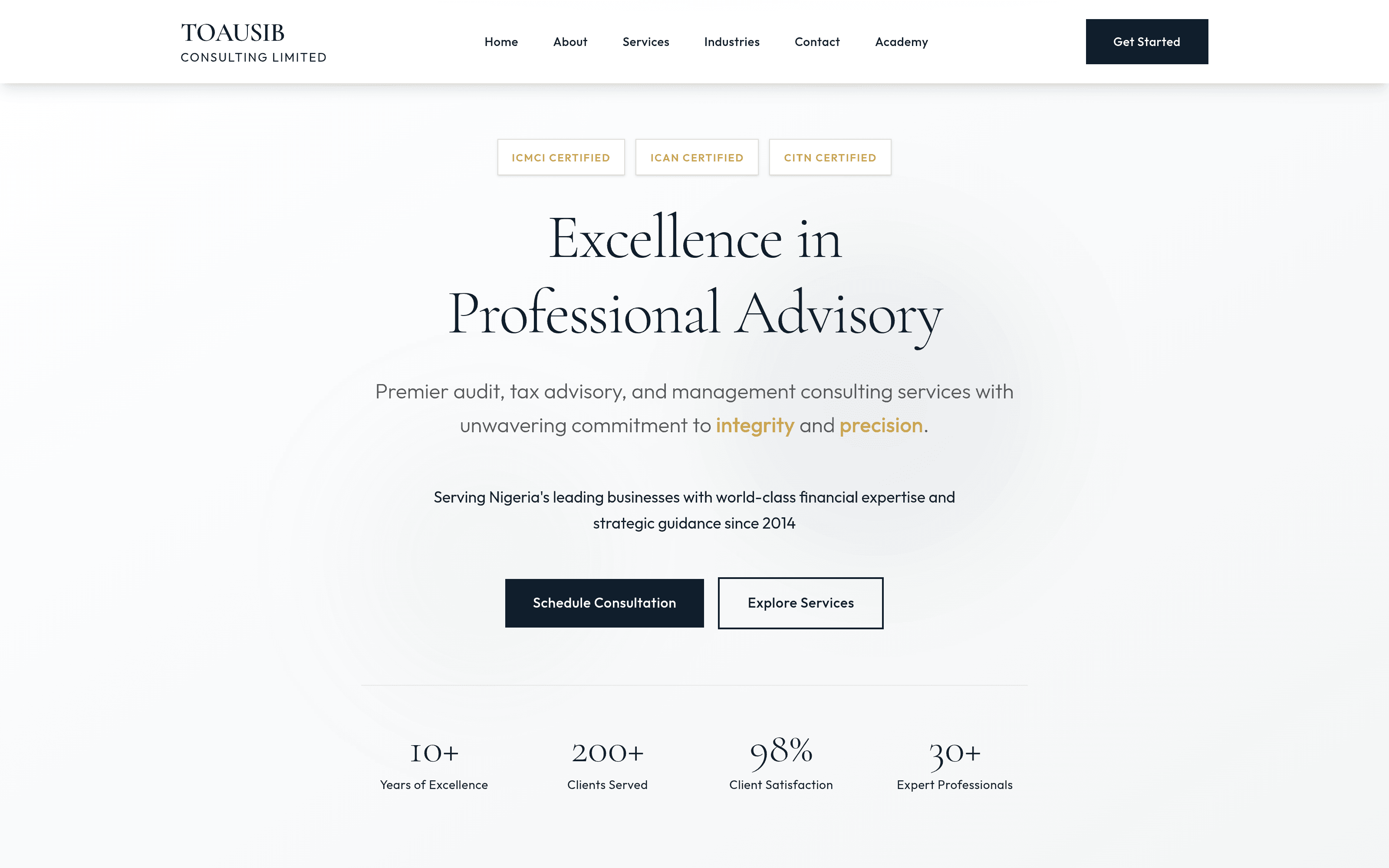 Screenshot of Toausib Consulting